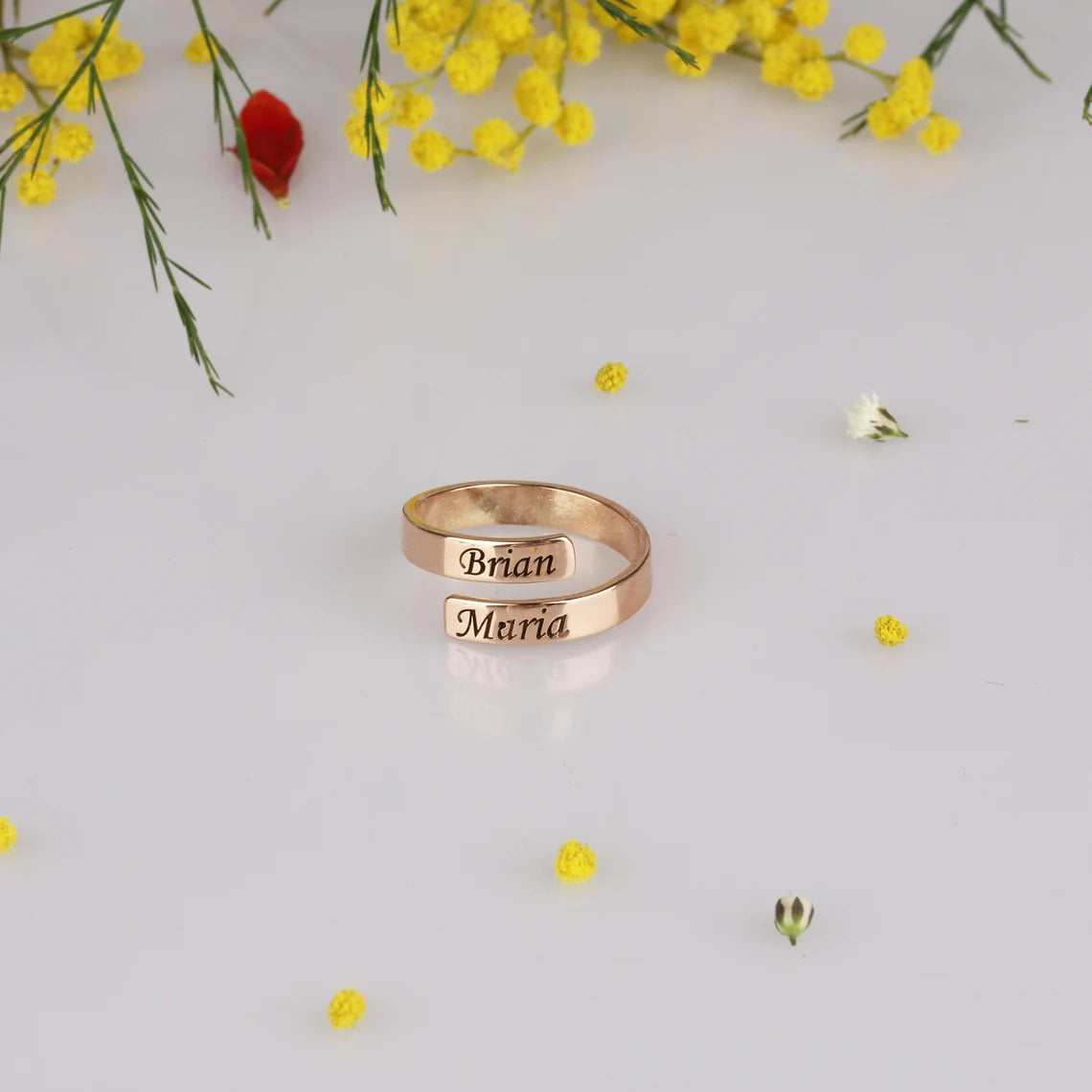 Engraved Double Name Ring