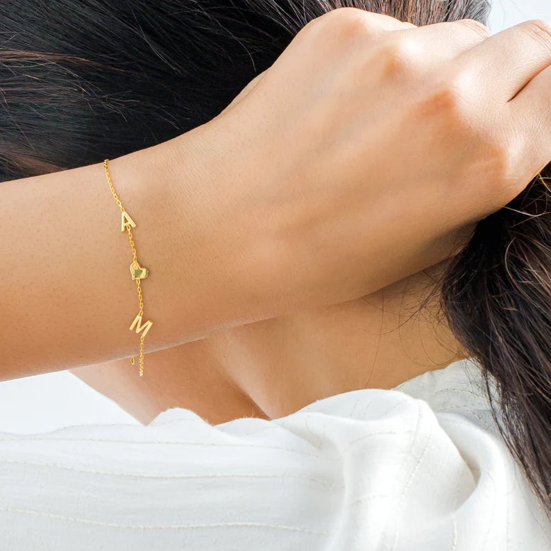Custom Initial Bracelet with Heart