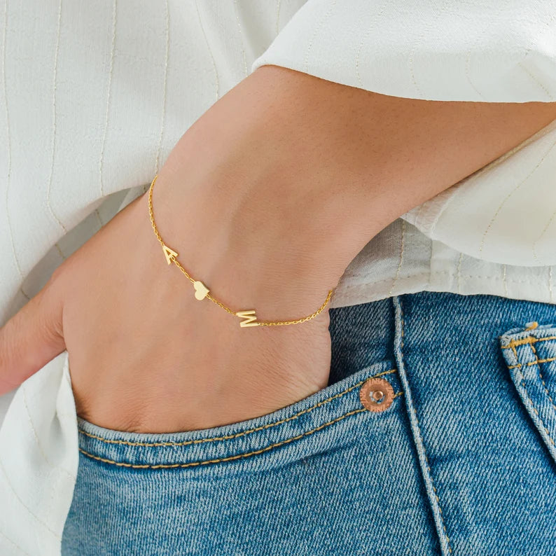 Custom Initial Bracelet with Heart