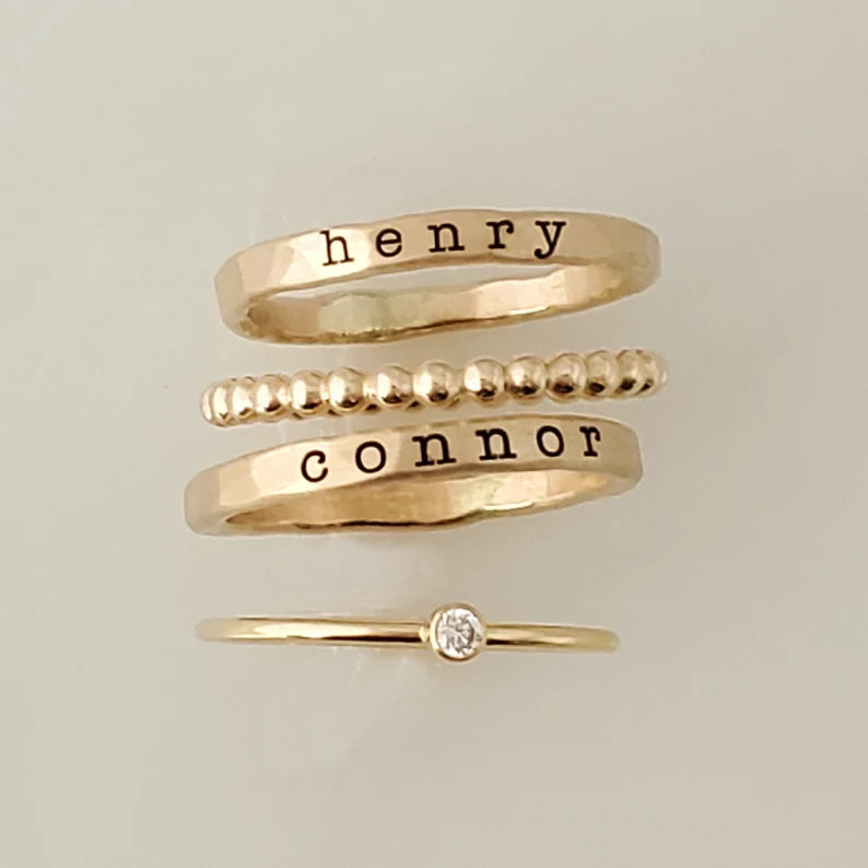 Custom Name Stackable Ring (Set of 4 rings)