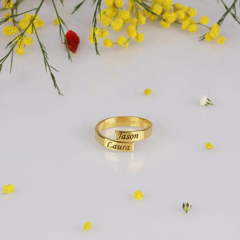 Engraved Double Name Ring