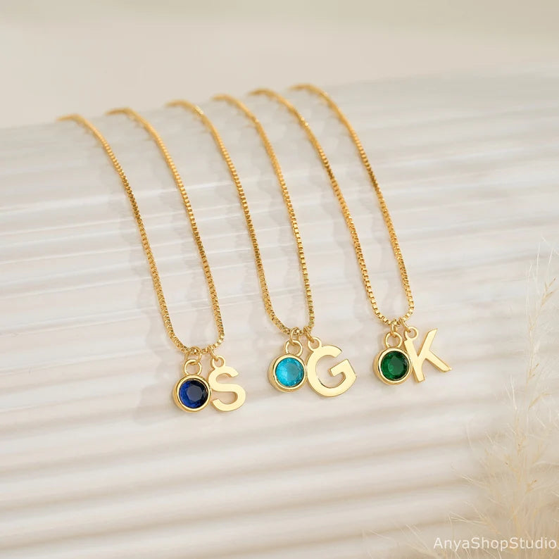 Birthstone & Initial Necklace