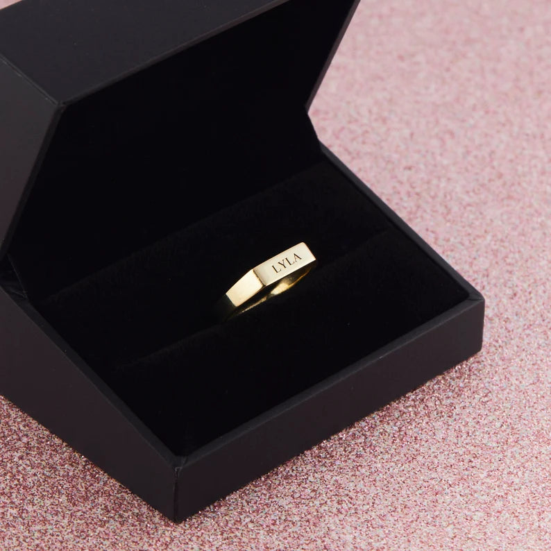 Engraved Name Bar Ring