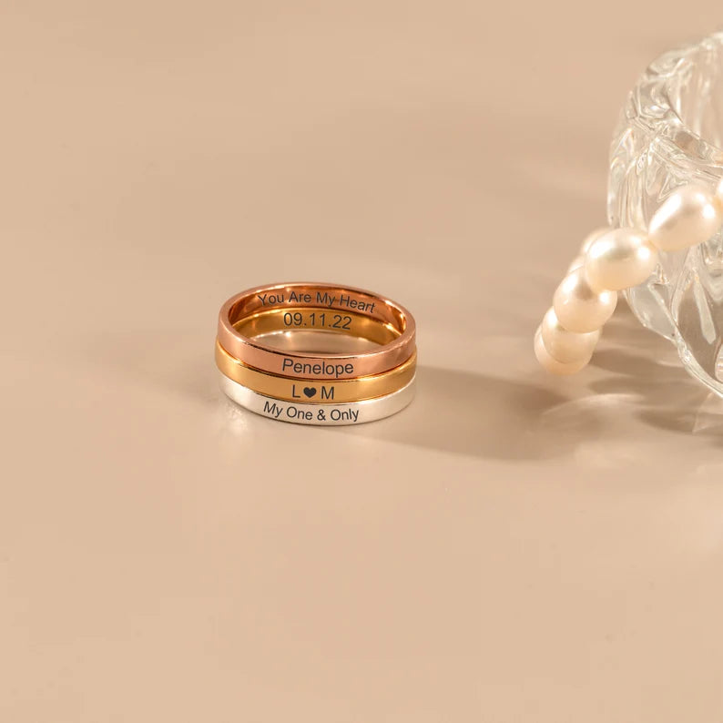 Personalized Stackable Name Rings