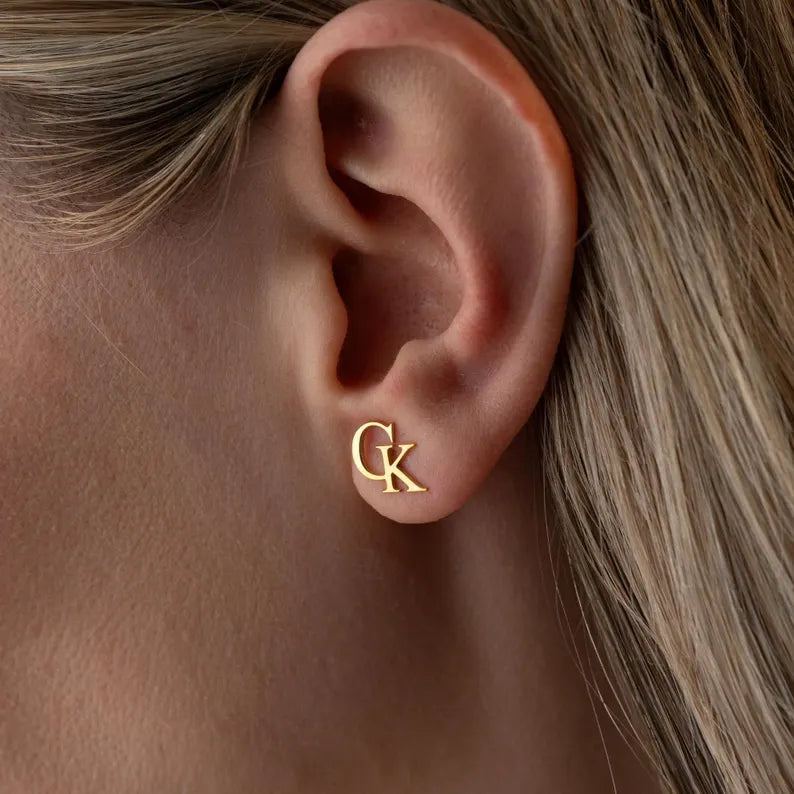 Custom Initial Stud Earrings
