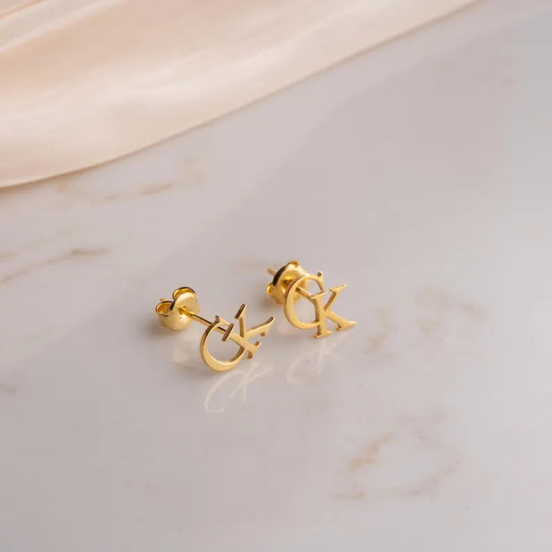 Custom Initial Stud Earrings