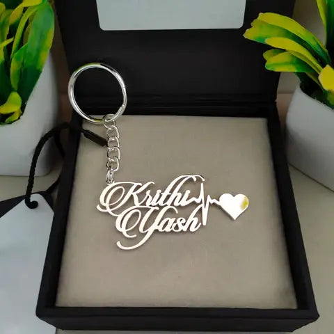 Customize Couple Name Keychain With Heart