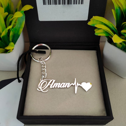 Customize Single Name Keychain With Heart