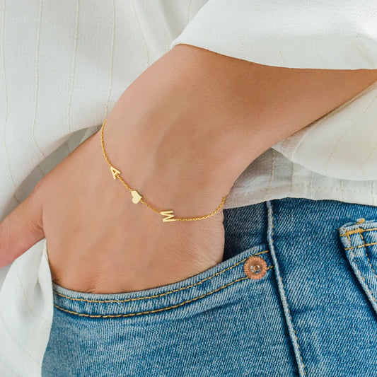Custom Initial Bracelet with Heart