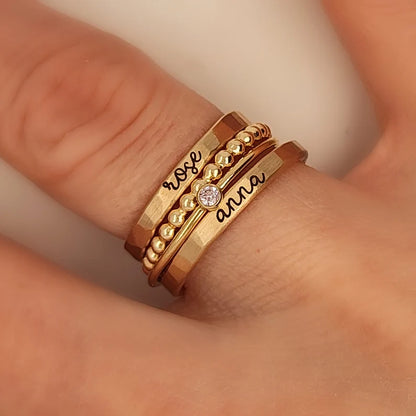 Custom Name Stackable Ring (Set of 4 rings)