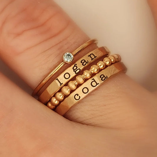 Custom Name Stackable Ring (Set of 4 rings)