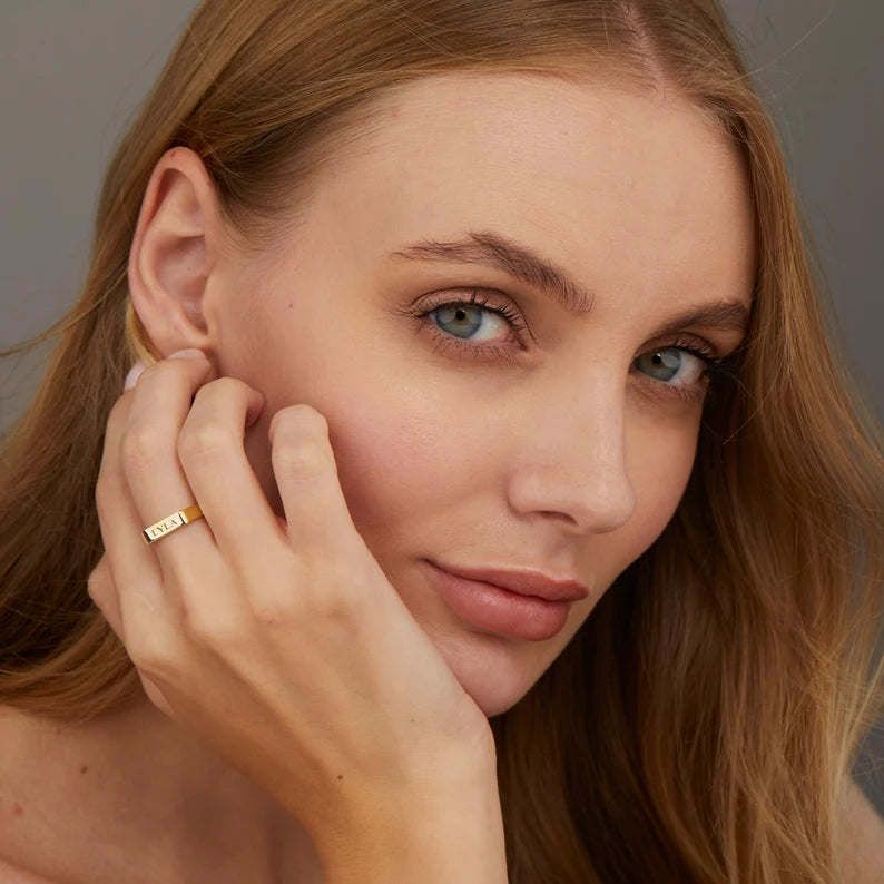 Engraved Name Bar Ring