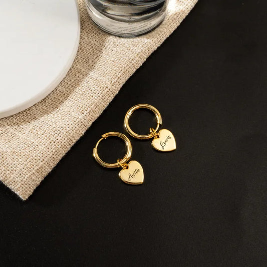 Custom Heart Initial Hoop Earrings