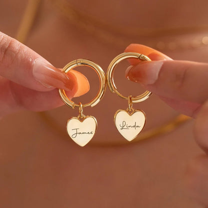 Custom Heart Initial Hoop Earrings