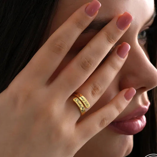 Engraved Double Name Ring