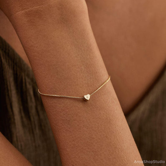 Tiny Heart Initial Bracelet